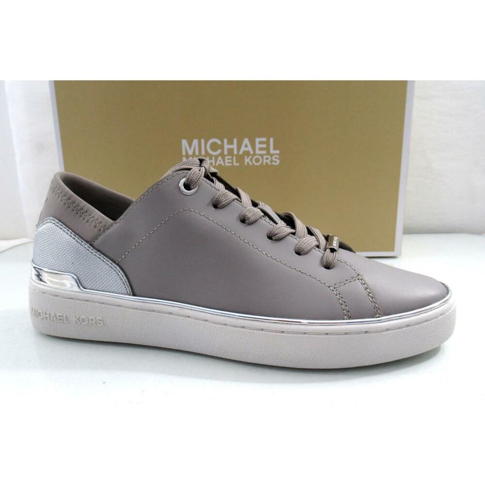 Women's Michael Kors Scout Lace Up Sneaker MK Logo Scuba Pearl Grey Size 6